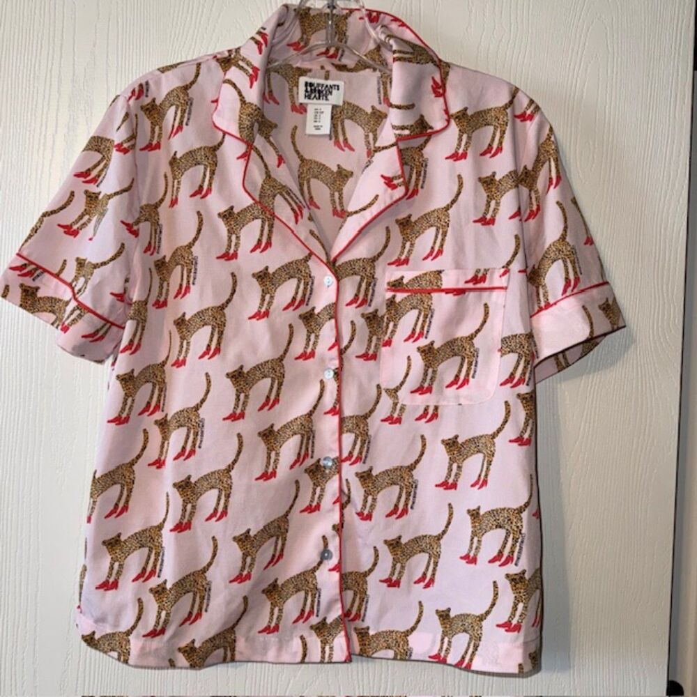 BOUFFANTS & BROKEN HEARTS Pink Cheetah In Heels PJ Shorts Set - Picture 2 of 8